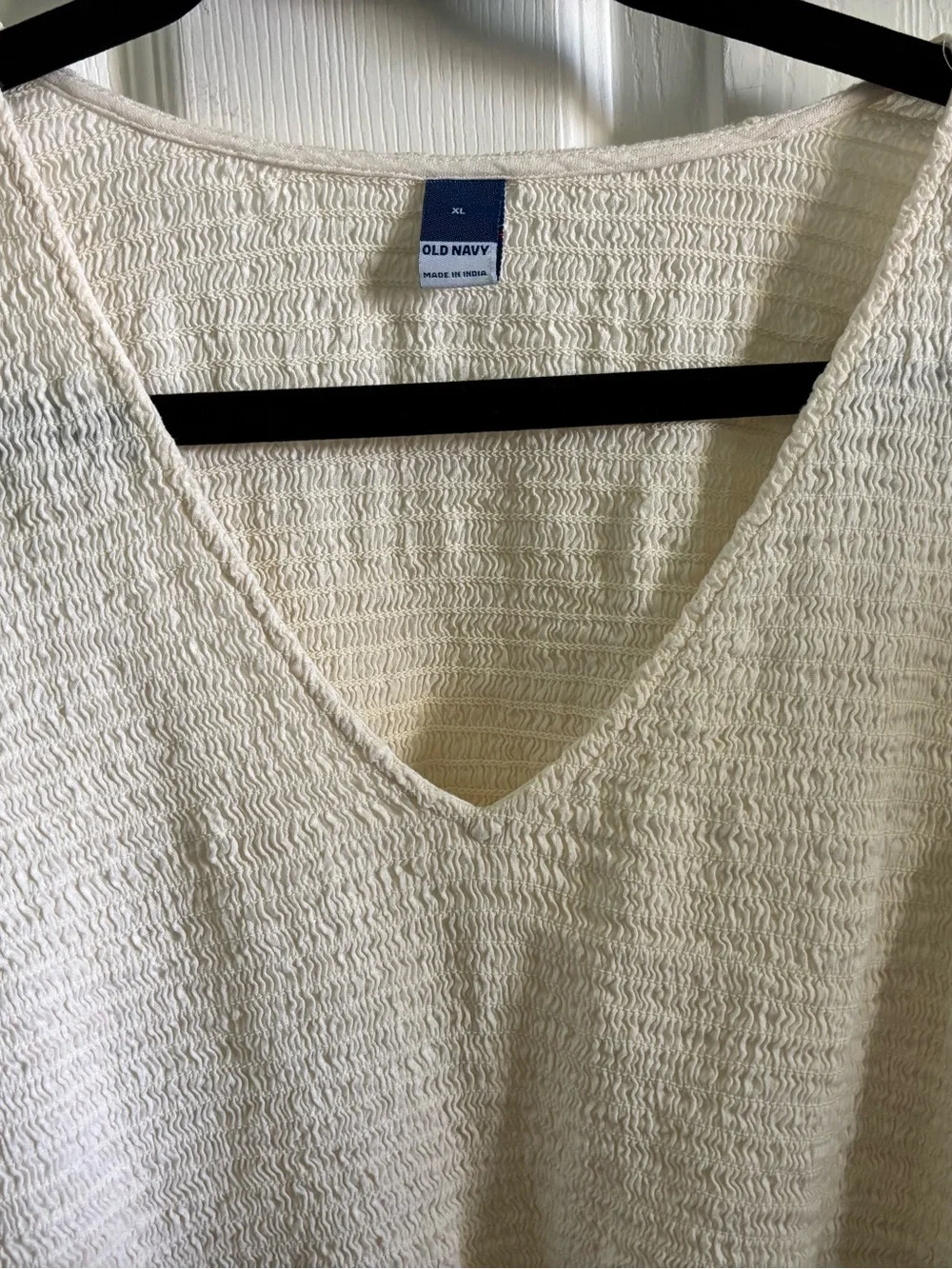 😍Boho V-Neck Peasant Blouse in Cream Size XL
